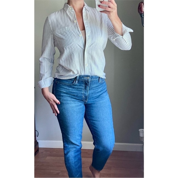 Madewell long sleeve tunic shirt in dalton stripe stripe button up size small - Picture 14 of 15